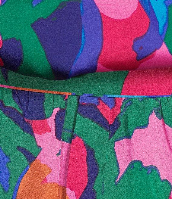 Sugarlips Plus Size Gem Tone Sevilla Balloon Sleeve Printed Satin Mini Dress Product Image