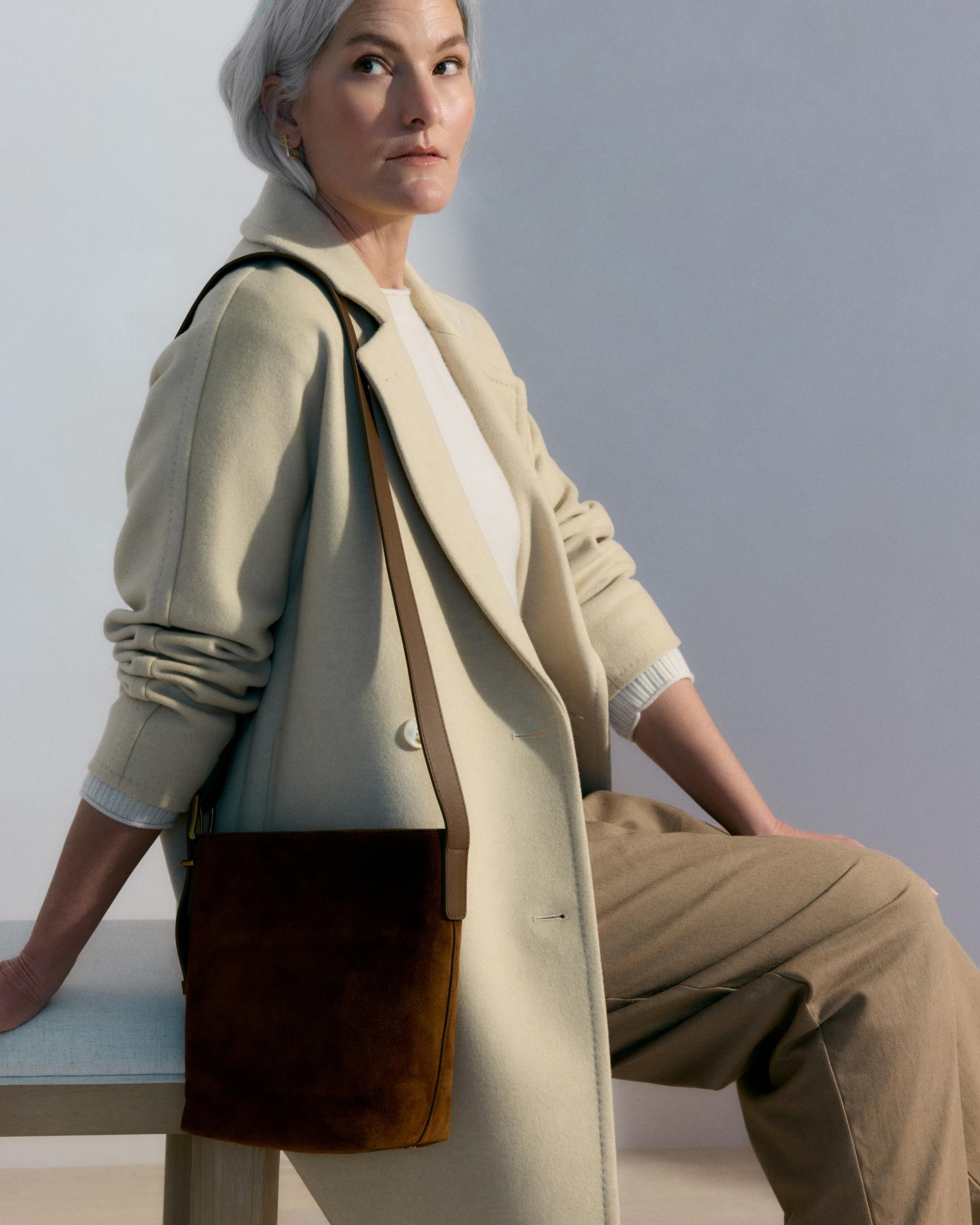 Quince | Women's Italian Suede Bucket Crossbody Suede Leather Product Image