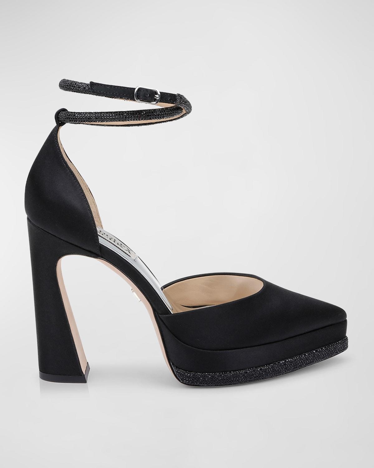 Womens Eliana 125MM Crystal-Embellished Satin Pumps Product Image