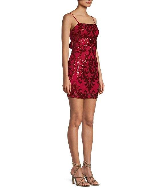 B. Darlin Placement Sequin Bow Back Bodycon Dress Product Image
