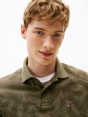 Regular Fit Allover Leaf Print Polo Product Image