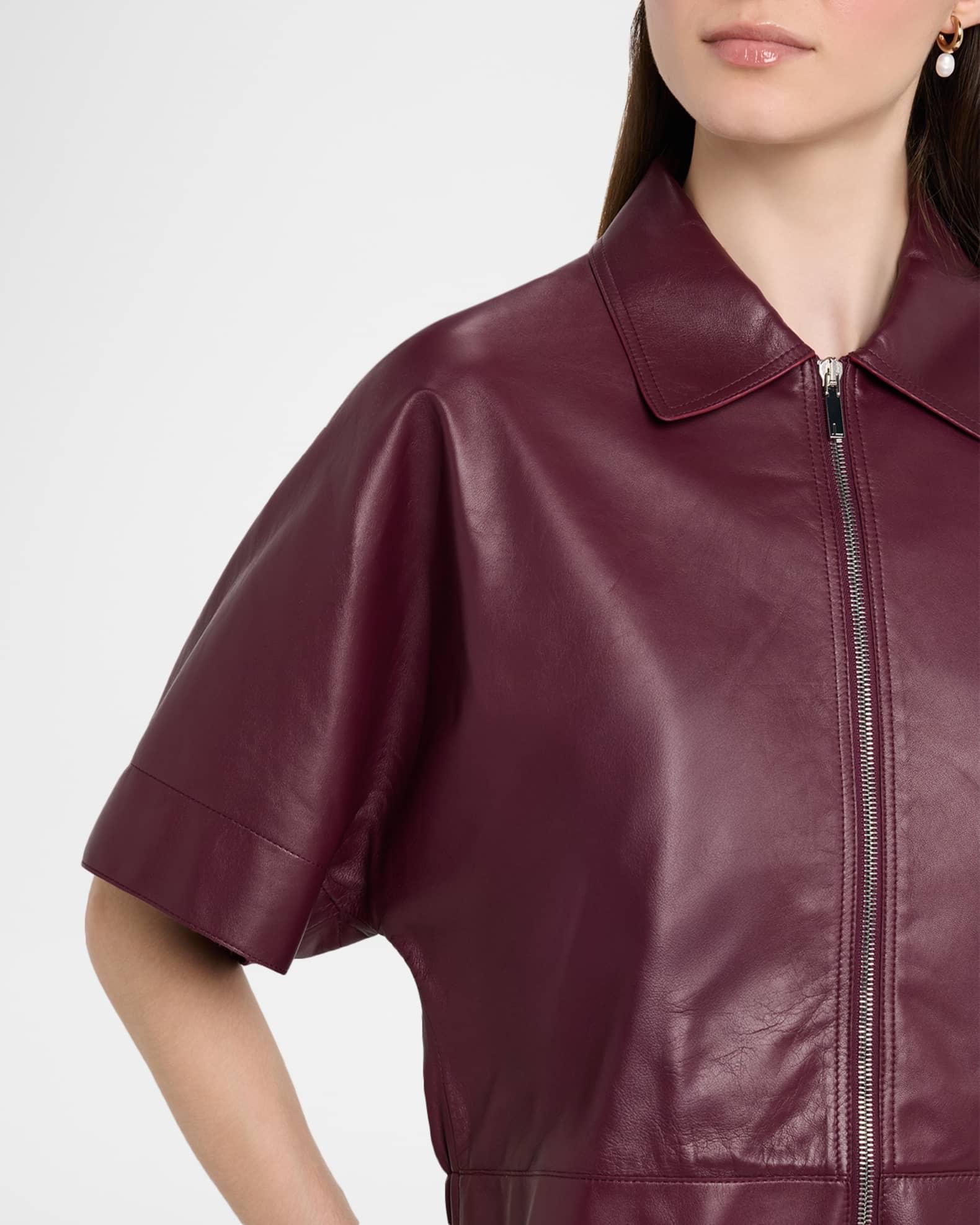 Cropped Short-Sleeve Leather Jacket Product Image