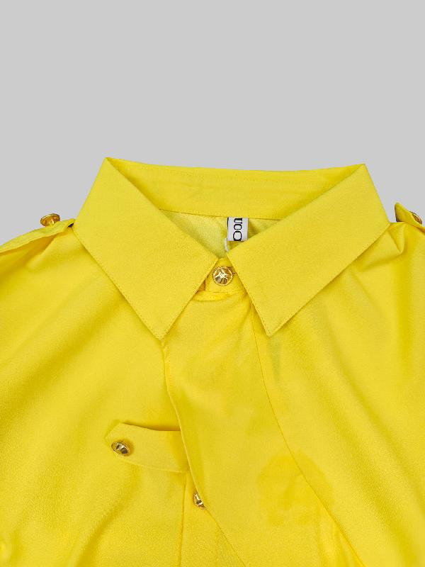 Long Sleeves Loose Asymmetric Buttoned Lapel Blouses&Shirts Tops Product Image