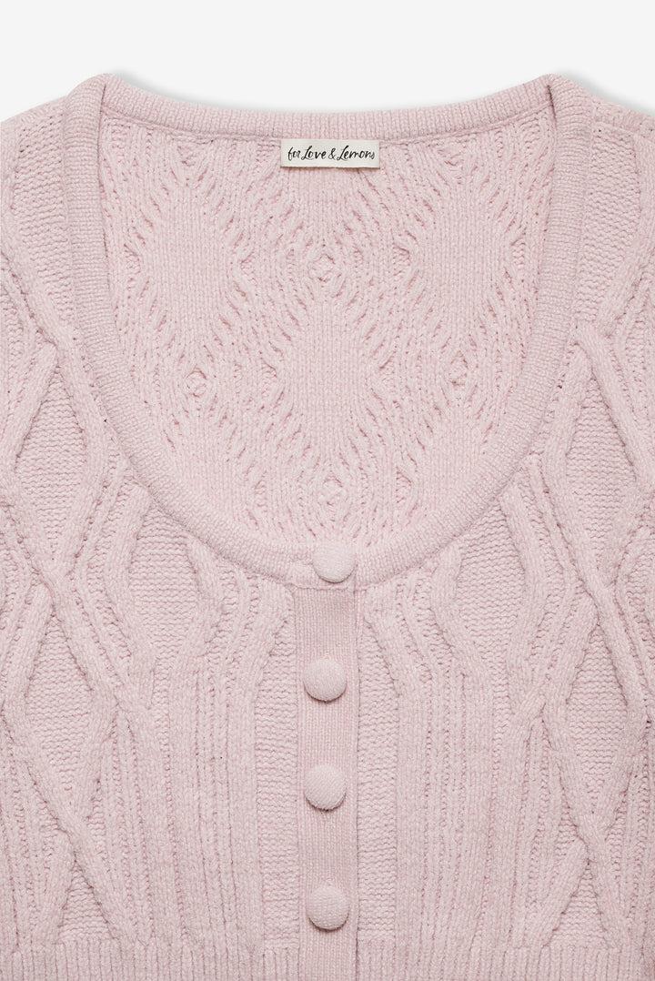 Chenille Cable Knit Mini Skirt — Pink Product Image