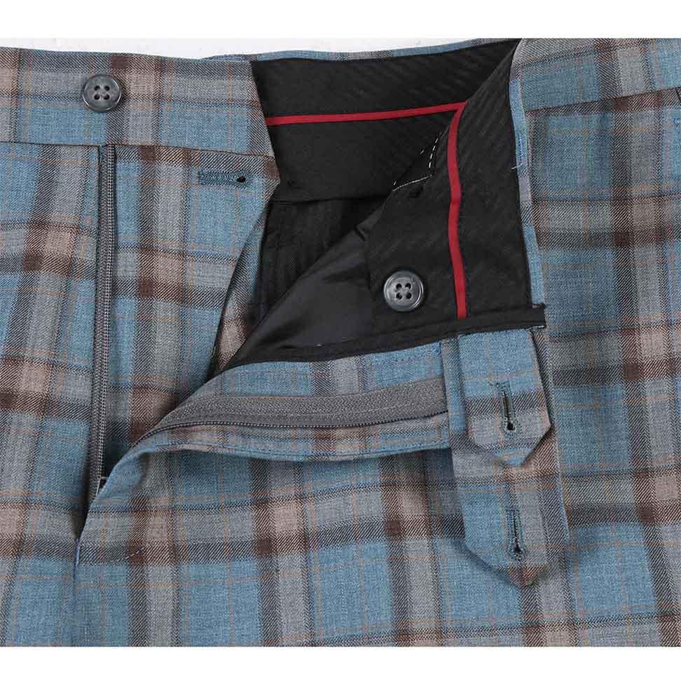 English Laundry 2-Piece Light Gray with Bronze Stereoscopic-Grid Slim Fit Suit Wool Blend Product Image