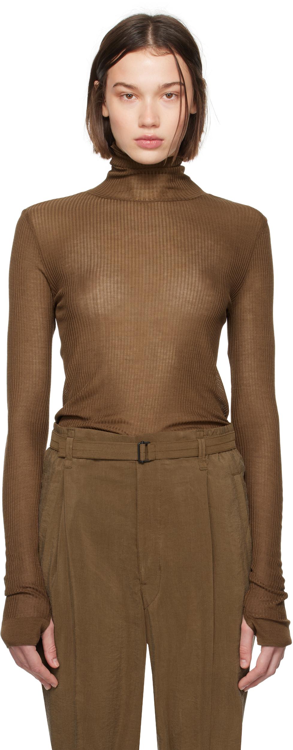 Brown Seamless Turtleneck Product Image