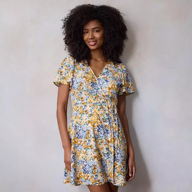 Petite LC Lauren Conrad Modern Wrap Mini Dress, Women's, Size: XS Petite, Multi Lt Pixie Ditzy Product Image