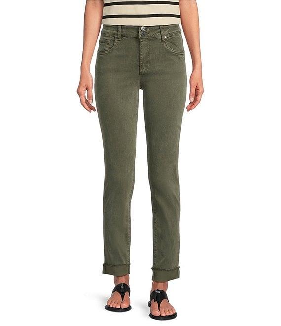 KUT from the Kloth Amy Denim Double Button Ankle Straight Leg Roll Up Cuff Jeans Product Image