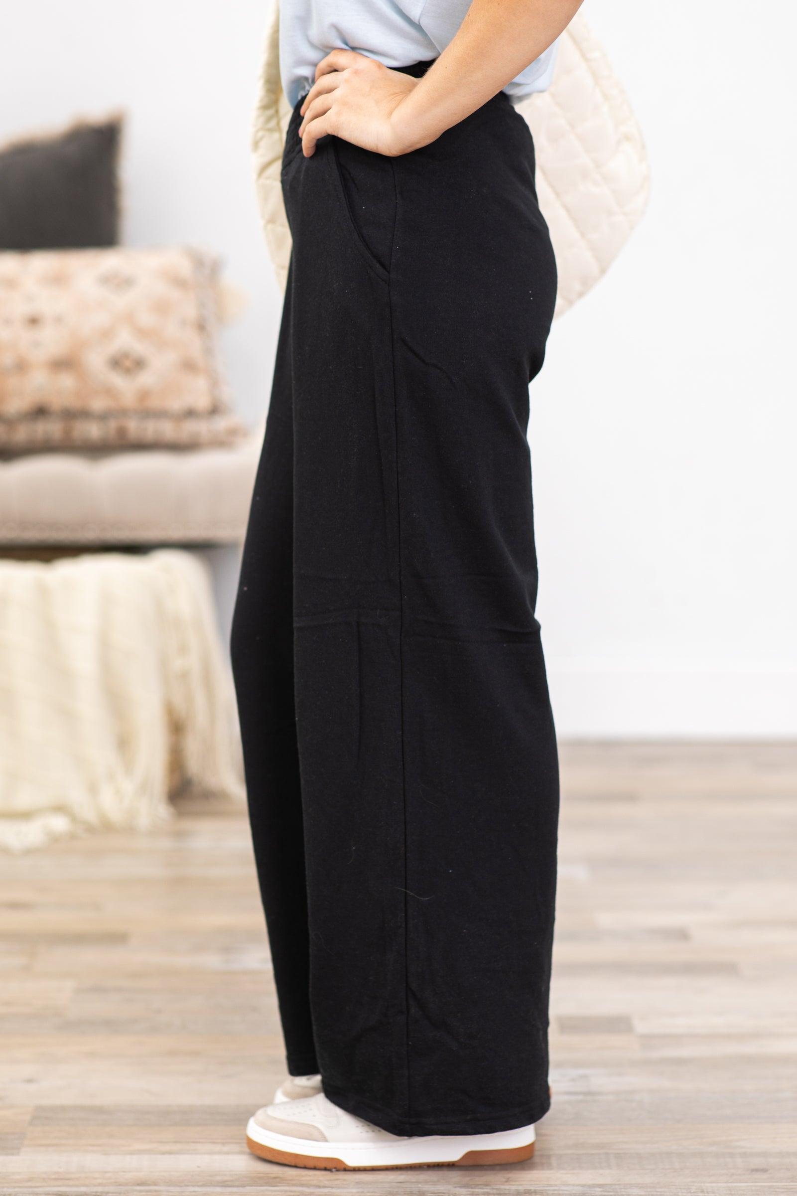 Black Crossover Waist Wide Leg Pants Product Image