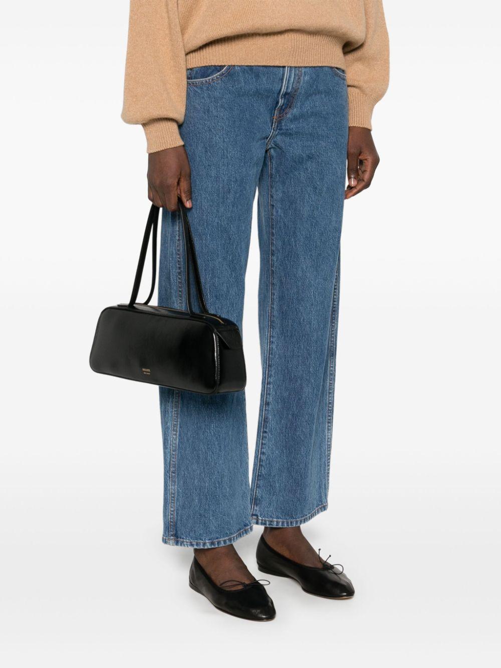 KHAITE Simona Crackle Patent Leather Shoulder Bag In Black Product Image