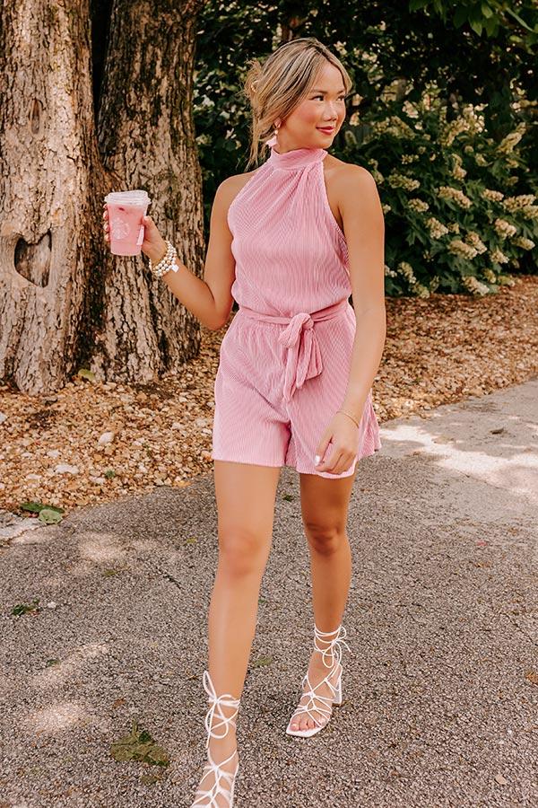 Pleats To Meet You Romper In Pink Product Image