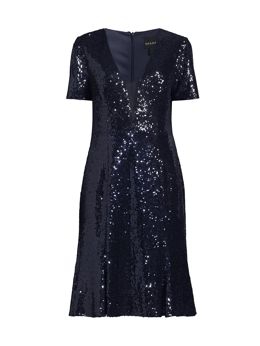 Womens Sequined Fit & Flare Midi-Dress Product Image