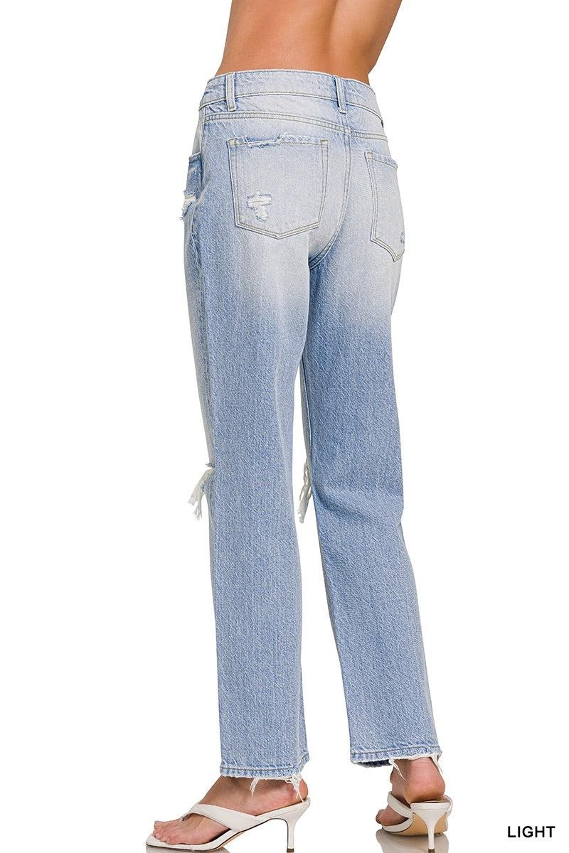 High Rise Distressed Straight Leg Product Image