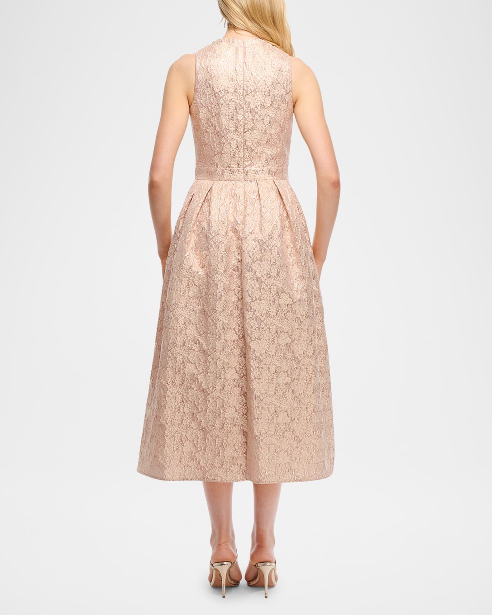 Ivanna Pleated Metallic Jacquard Midi Dress Product Image