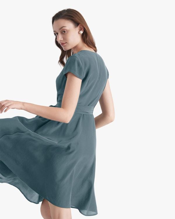 Figure Flattering Silk Wrap Dress Product Image