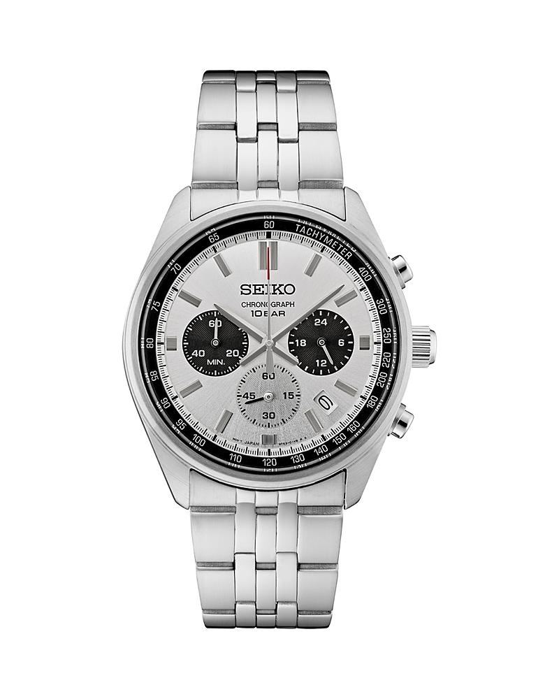 Seiko Mens Essentials Blue Dial Stainless Steel Chronograph Watch Silver Product Image