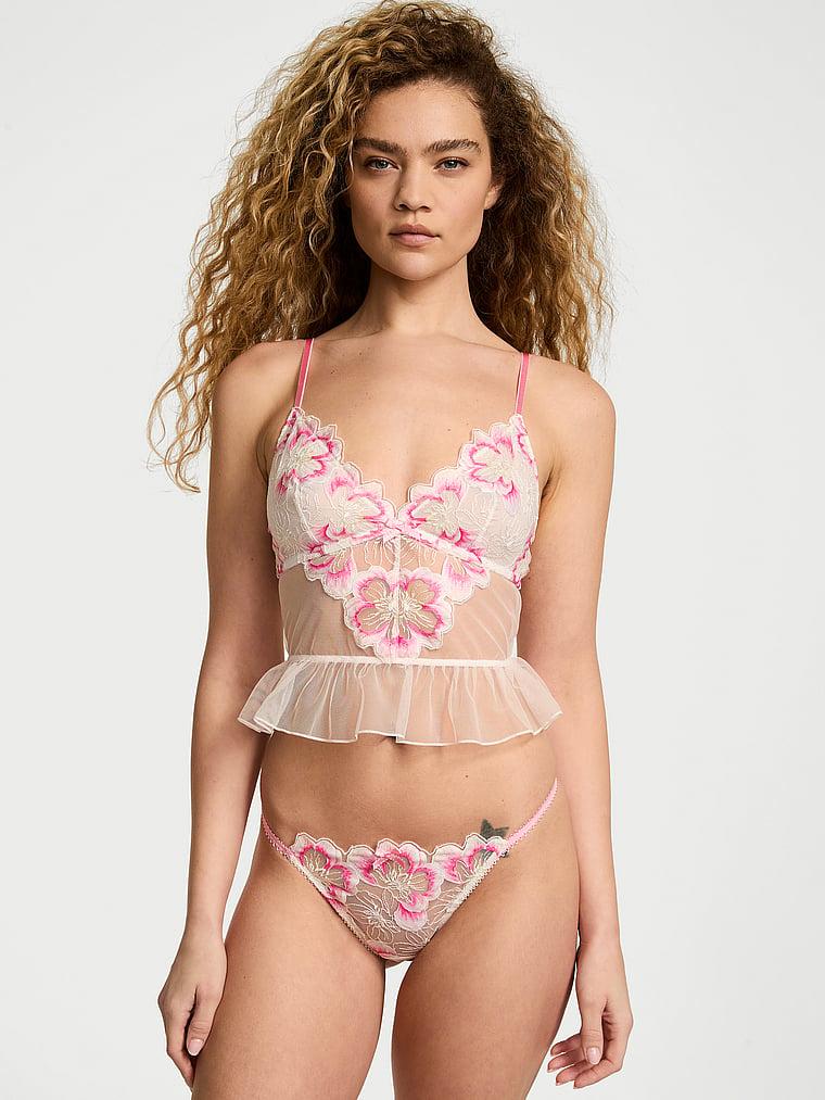 Peony Embroidery Flounce Bra Top Product Image