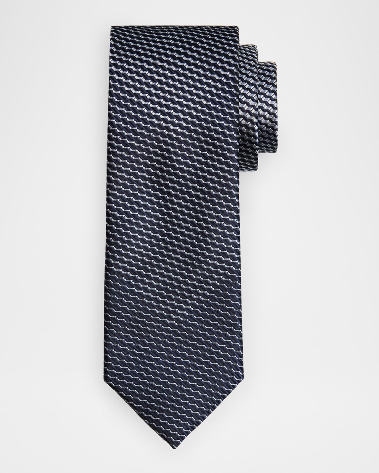 Men's Textured Stripe Silk Tie Product Image