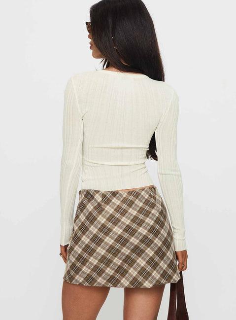 Point Of View Mini Skirt Brown Check Product Image