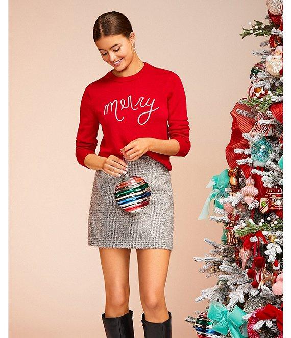 Alex Marie Samanta Metallic Tinsel Tweed High Rise Pencil Mini Skirt Product Image