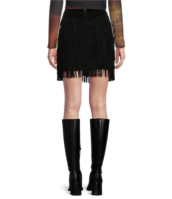 Scully Western Tiered Suede Fringe Mini Skirt Product Image