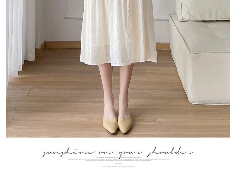 Maternity Short-Sleeve V-Neck Plain Midi A-Line Dress Product Image