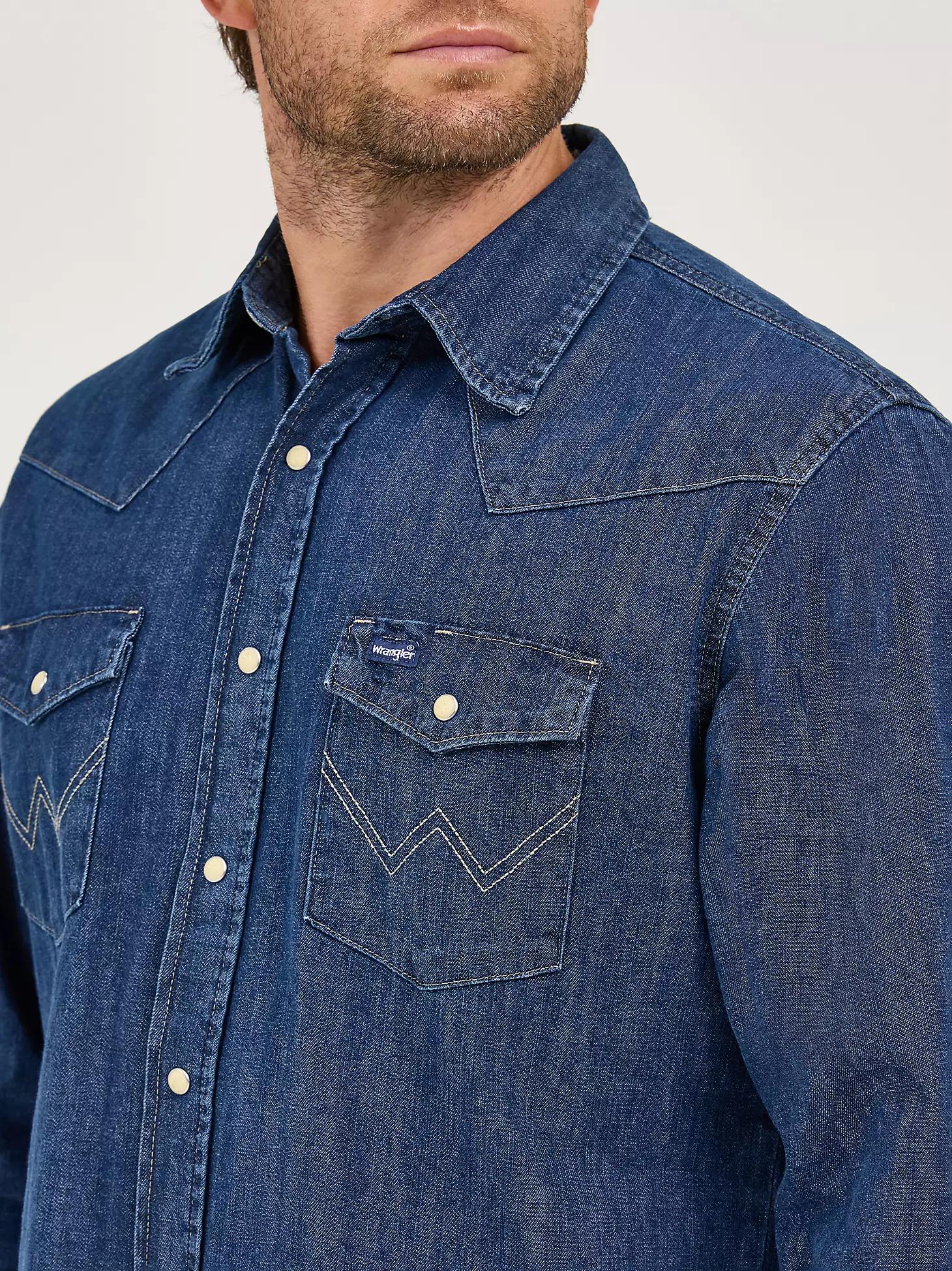 Cowboy Cut® Long Sleeve Western Denim Snap Work Shirt | Men's SHIRTS | Wrangler® Product Image