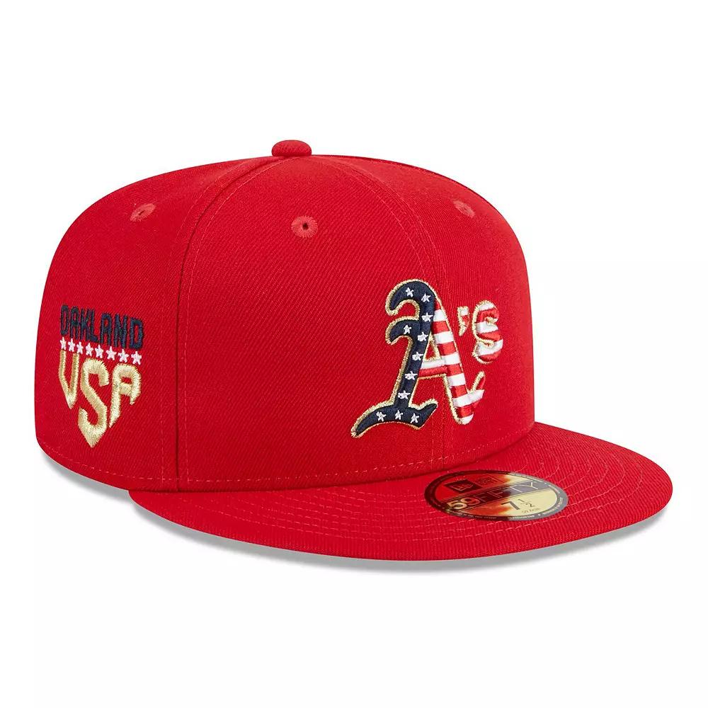 Men's New Era  Red Oakland Athletics 2023 Fourth of July 59FIFTY Fitted Hat, Size: 7 3/8 Product Image