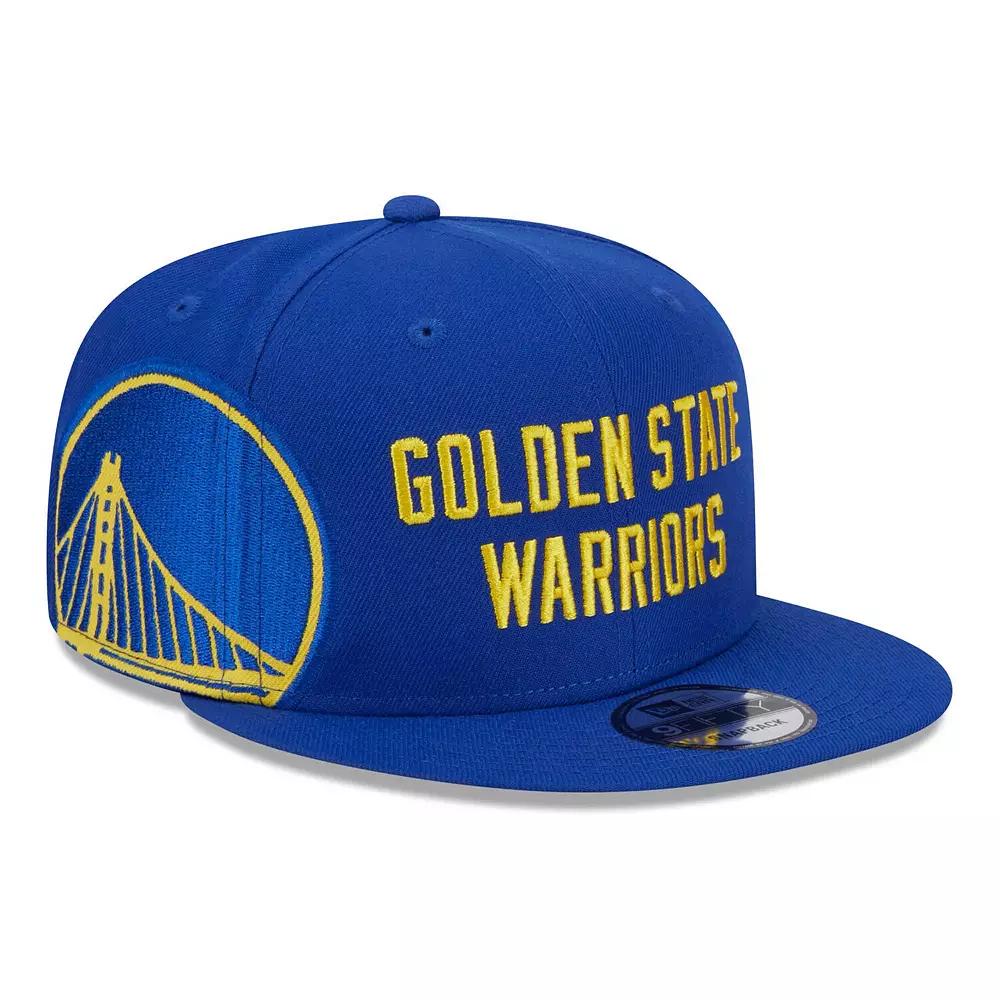Men's New Era Royal Golden State Warriors Side Logo 9FIFTY Snapback Hat, Blue Product Image