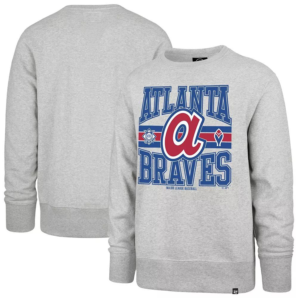 Men's '47  Gray Atlanta Braves Letters Headline Pullover Sweatshirt, Size: XL, Grey Product Image