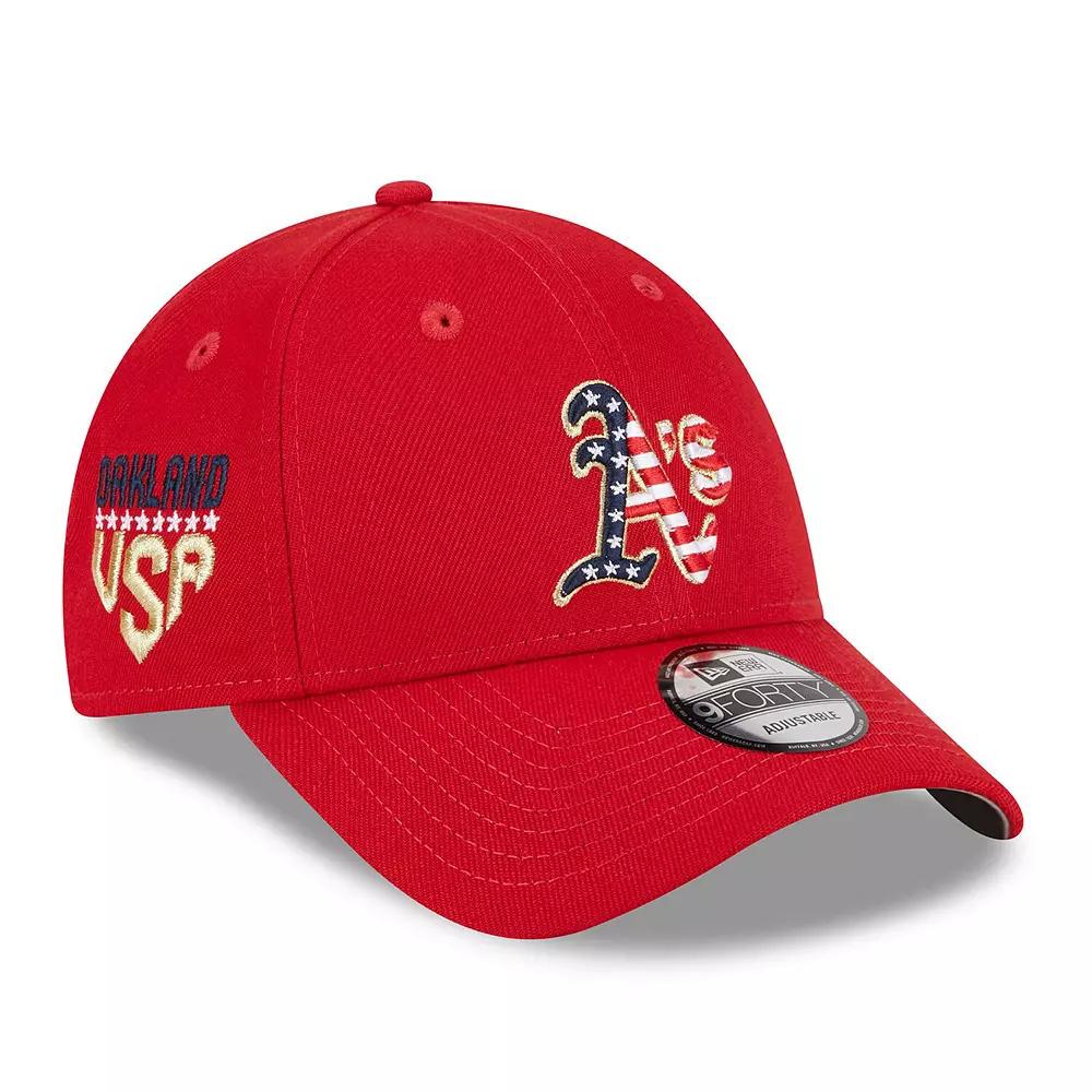 Men's New Era Red Oakland Athletics 2023 Fourth of July 9FORTY Adjustable Hat Product Image