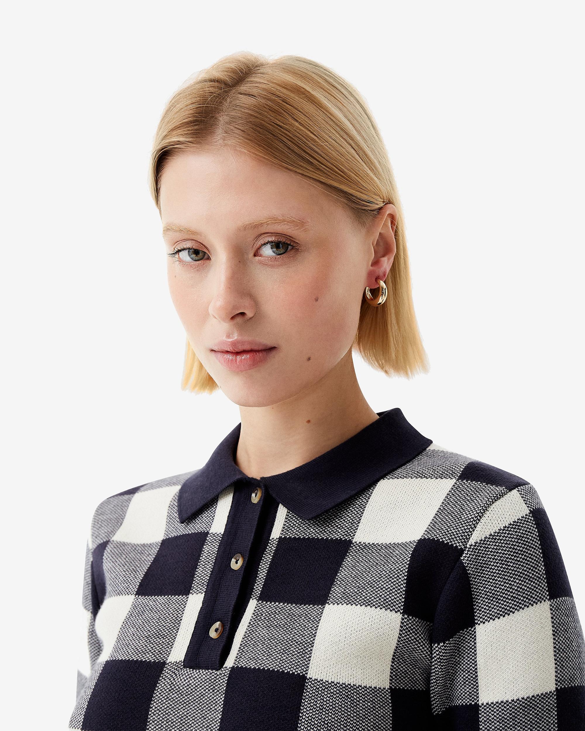 Women's Kindie Knit Gingham Polo Shirt Female Product Image