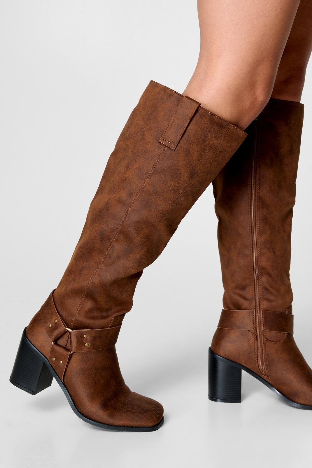 Faux Leather Heeled Biker Boot Product Image