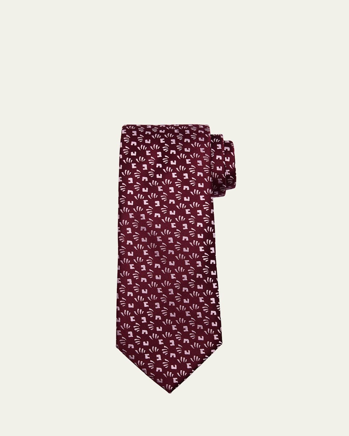 Mens Line-Pattern Silk Tie Product Image