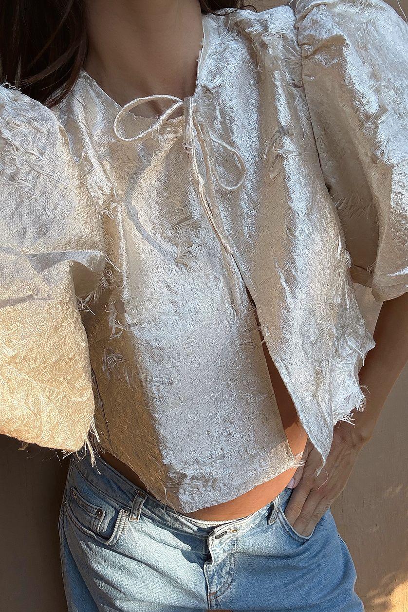 Puff Sleeve Jacquard Blouse Product Image