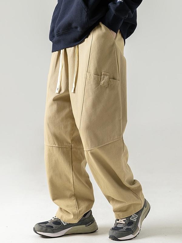 Men's Split Splice Drawstring Multi Pocket Cargo Pants Product Image