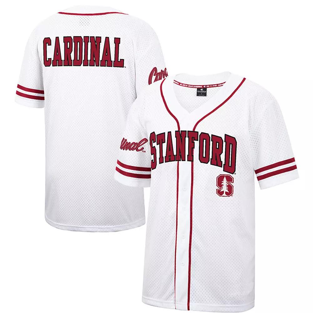 Men's Colosseum White Stanford Cardinal Free Spirited Mesh Button-Up Baseball Jersey, Size: 2XL Product Image