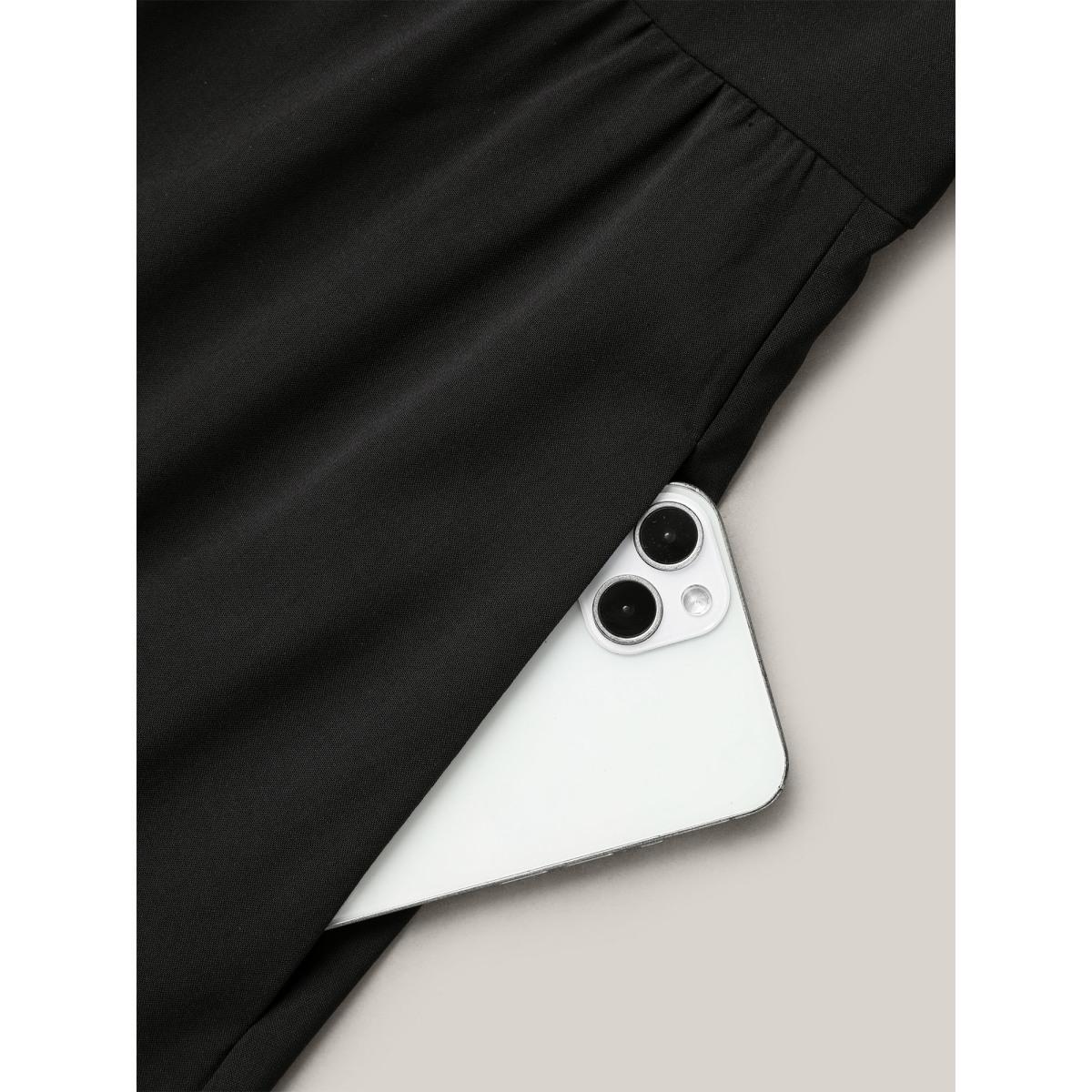 Plus Size Leopard Print Spliced Tiered Midi Dress Black Women Casual Patchwork Flat collar Half Sleeve Curvy BloomChic 18-20/2X Product Image