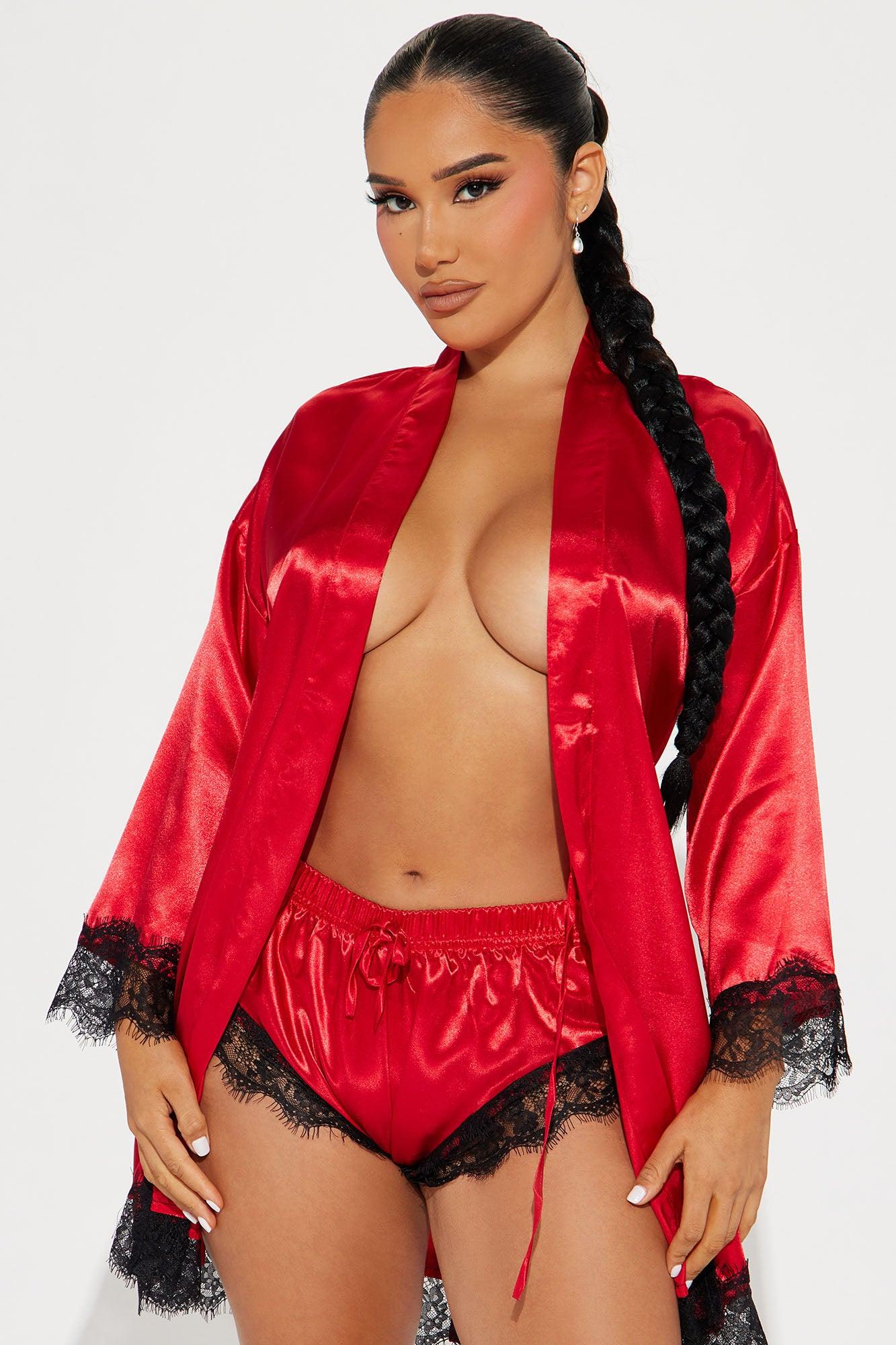 Special Lover Satin PJ Robe Set - Red Product Image