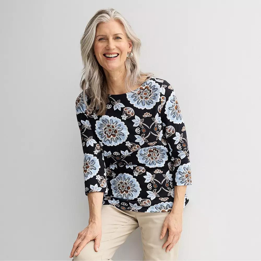 Petite Croft & Barrow® Boatneck Top, Women's,  Product Image