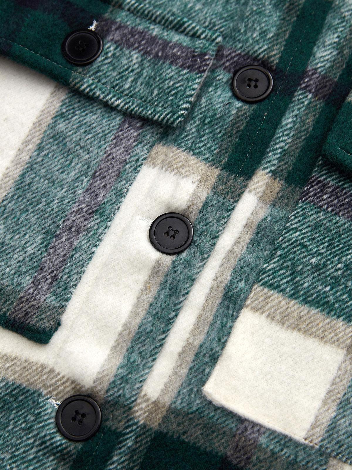 Shacket Vintage Pockets Over-sized Plaid Jacket Product Image