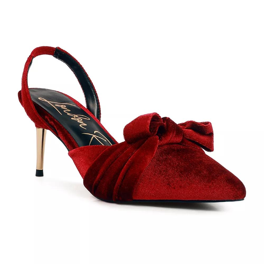 London Rag Mayfair Women's Velvet High Heeled Mule Sandals, Size: 5, Red Product Image