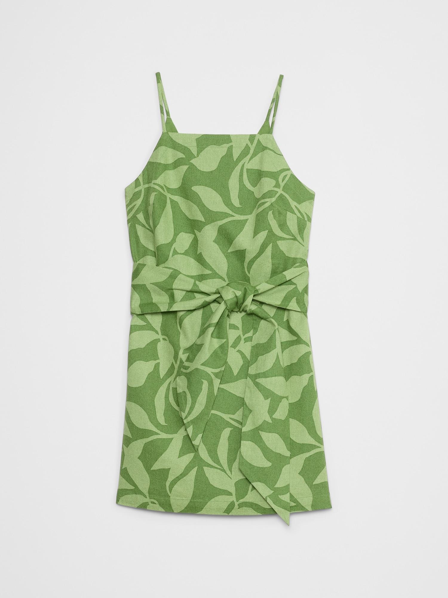 Linen-Blend Open-Back Mini Dress Product Image