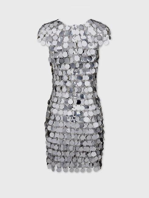 The iconic Silver sparkle discs dress Product Image