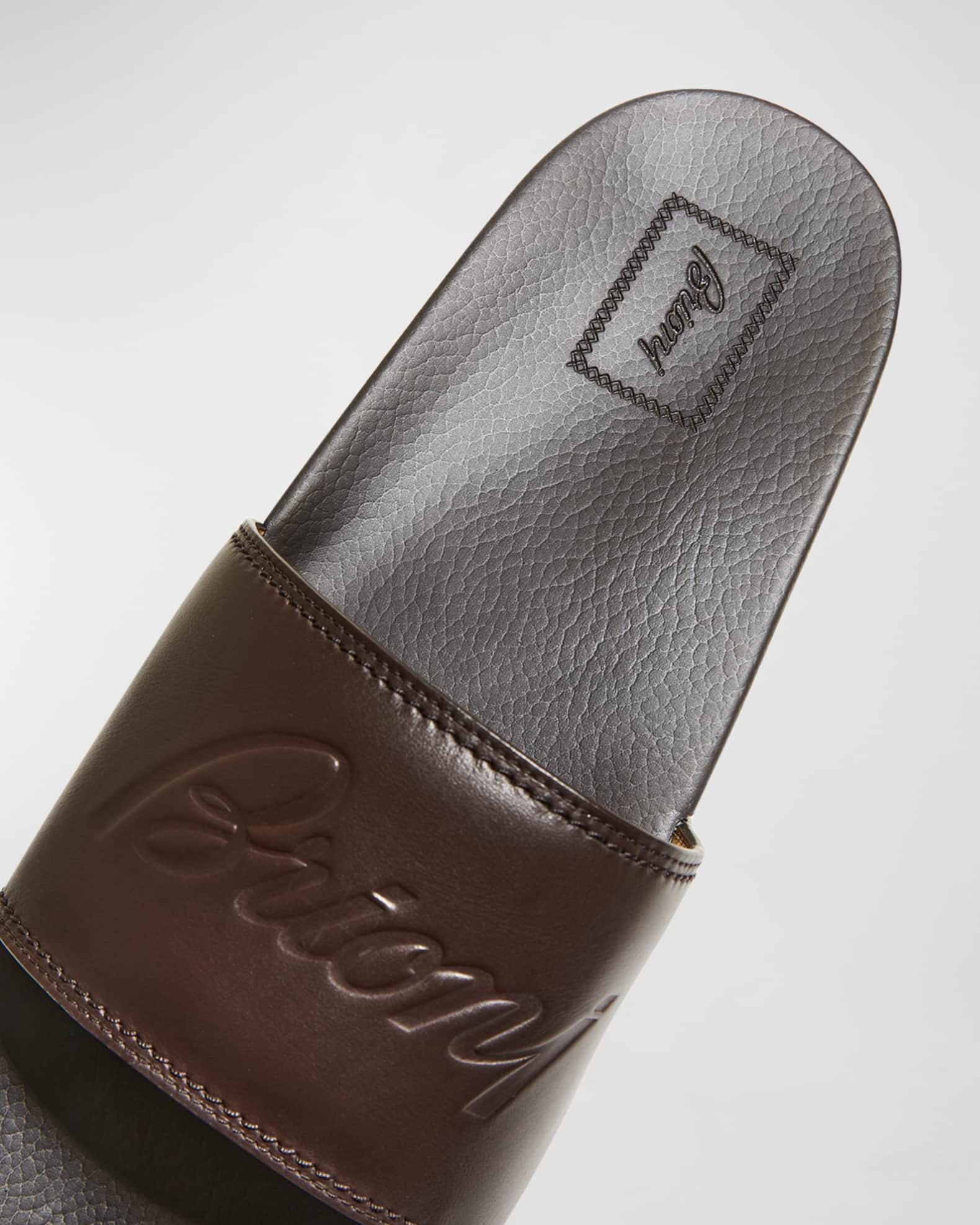 Men's Leather and Rubber Slide Sandals Product Image