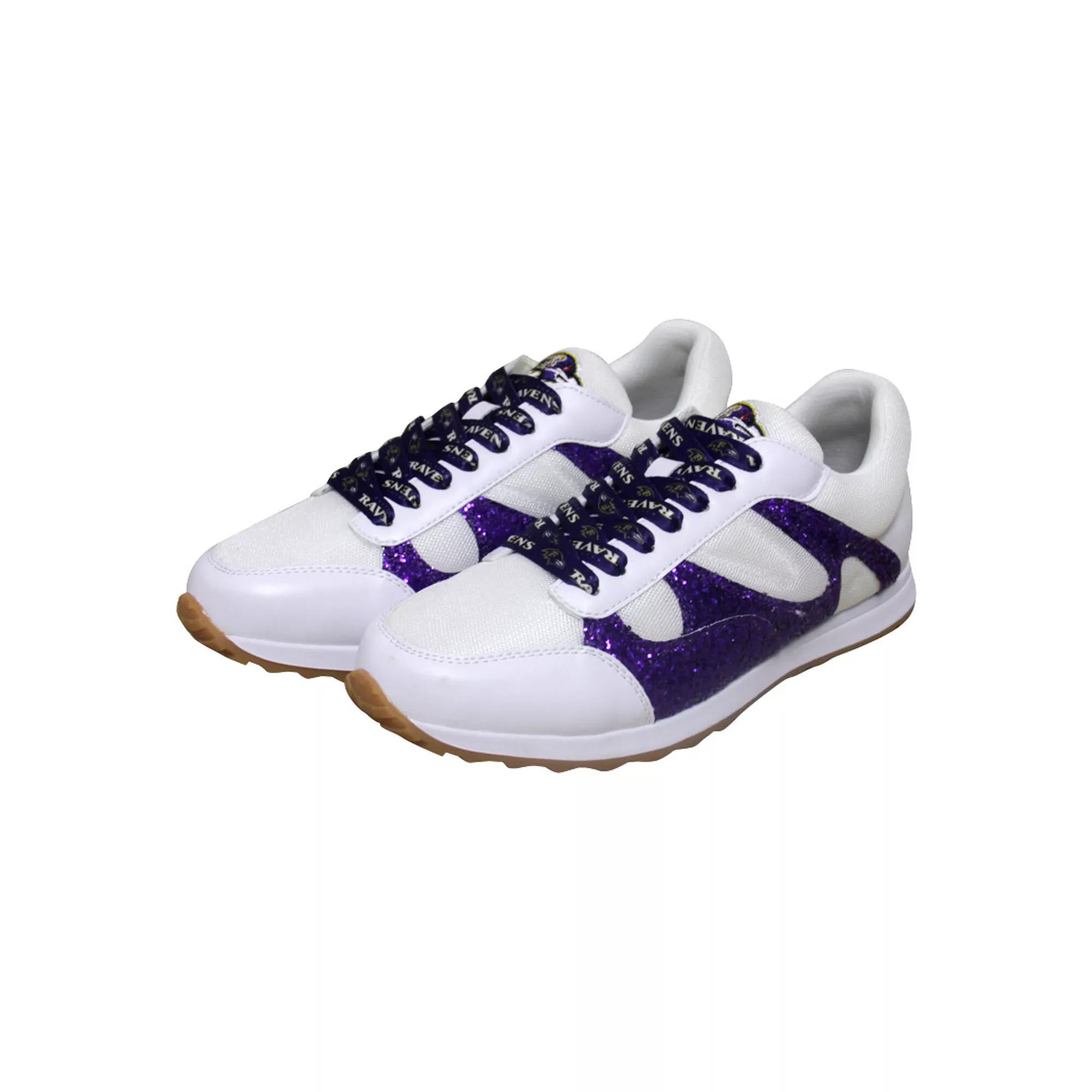 Women's Cuce  White Baltimore Ravens Glitter Sneakers, Size: 7 Product Image