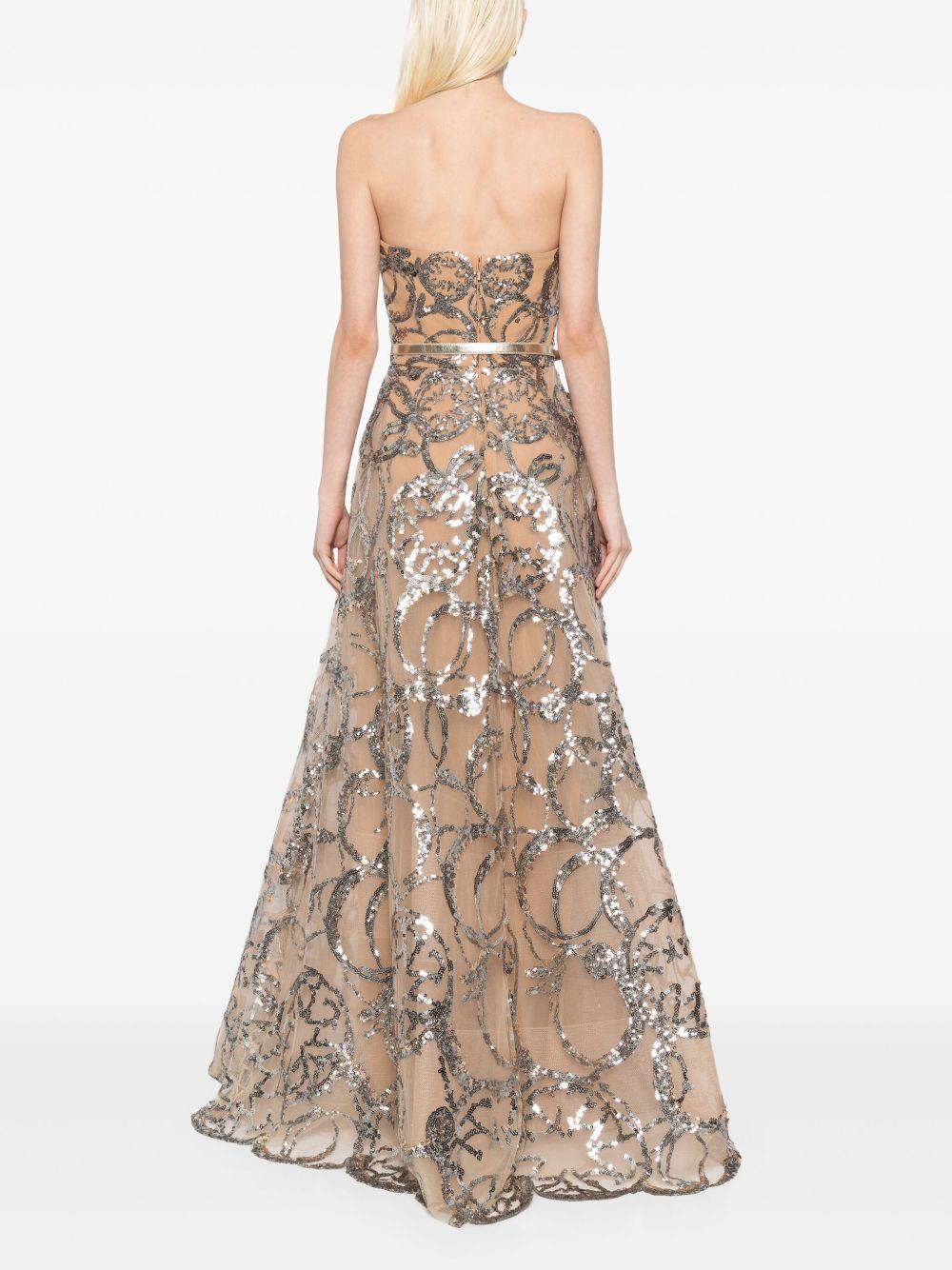 embroidered strapless gown Product Image