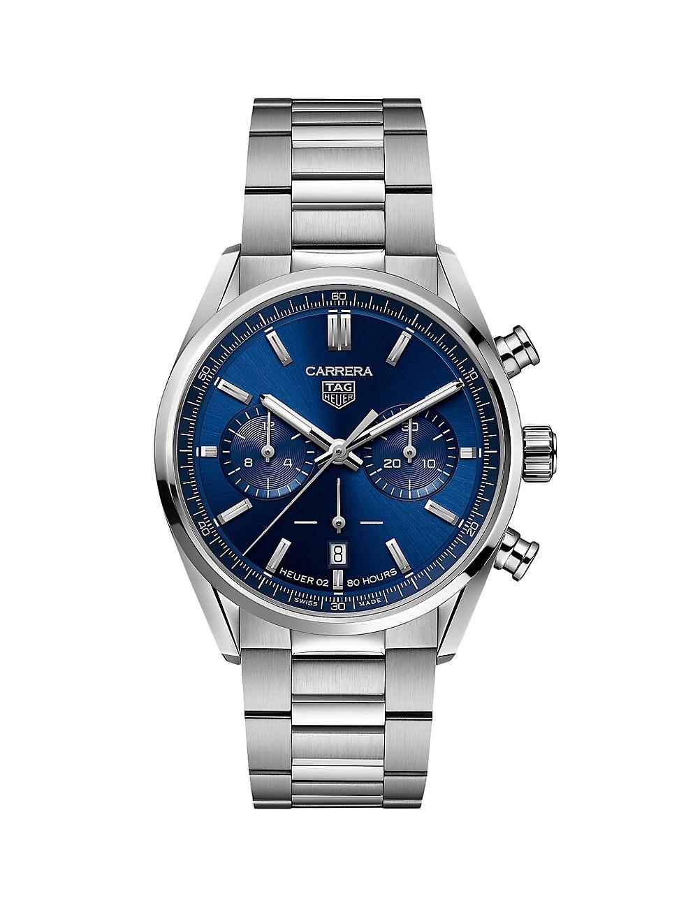 Mens Carrera Elegance 42MM Stainless Steel Bracelet Automatic Chronograph Watch Product Image