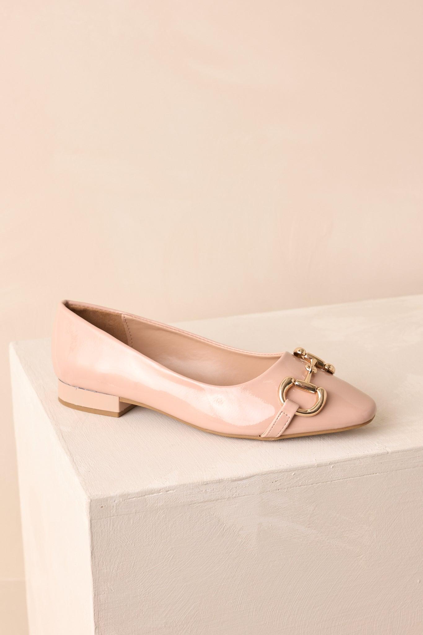 Stay The Course Beige Patent Faux Leather Loafers Product Image
