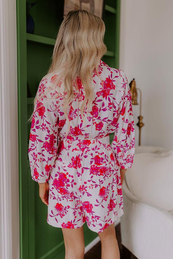 Sweet Surprise Floral Romper in Hot Pink Product Image
